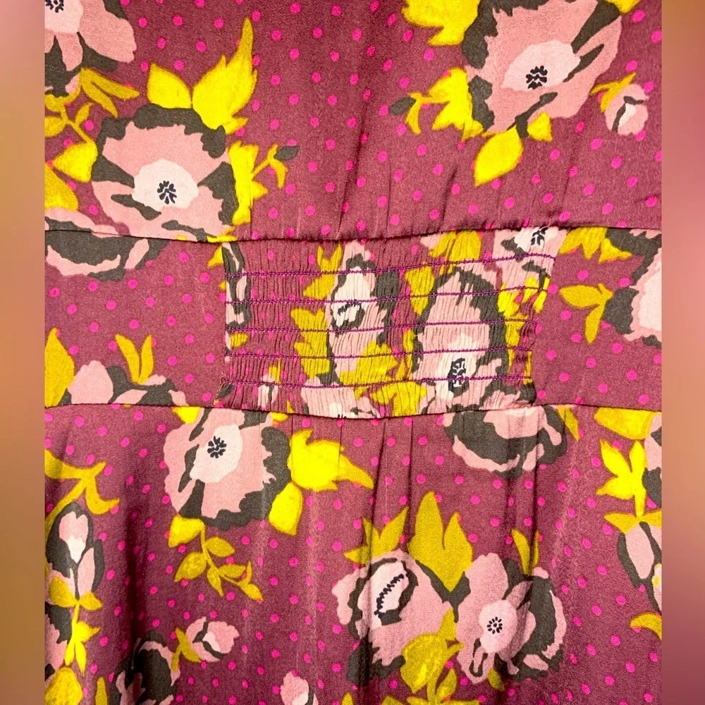 Free People Women’s Morning Light Floral Print Ruched Dress Size 2! - Picture 11 of 13